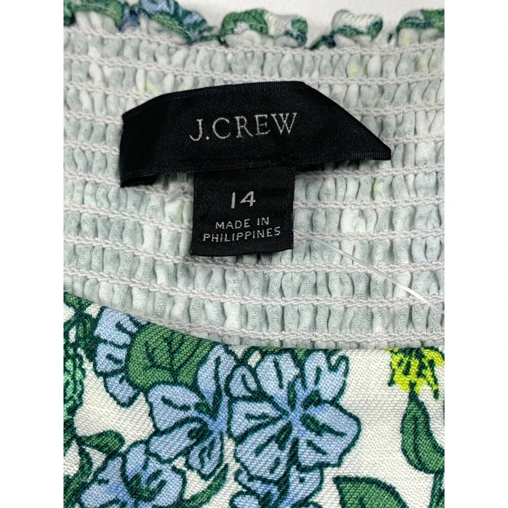 J.Crew Paisley Linen Blend Babydoll Sundress Pockets Size 14